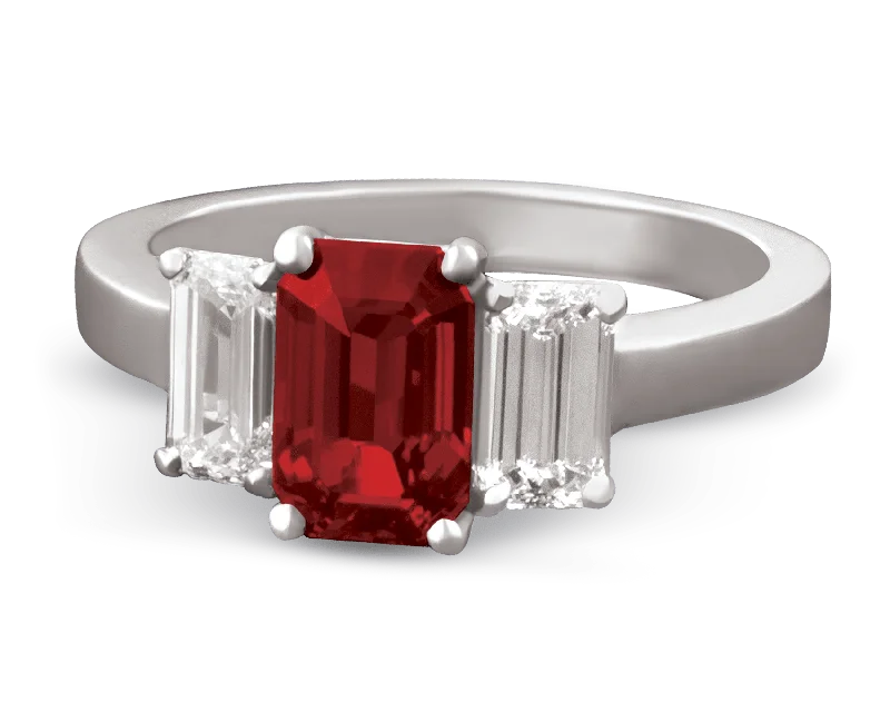 Women’s chunky rings with vibrant ruby inlays -Burma Ruby and Diamond Ring, 1.66 Carats