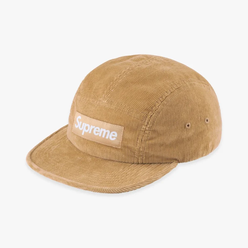 Vintage cap with distressed logo detail -Supreme Camp Cap 'Corduroy' Beige (FW23)