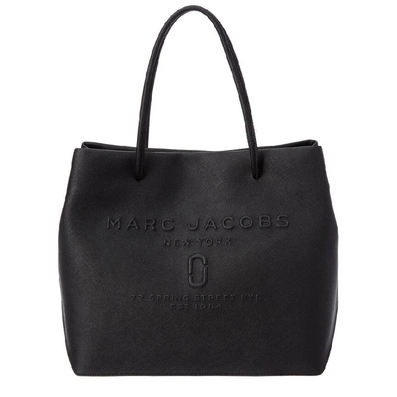 Small handle bags perfect for quick trips -Marc Jacobs Women's Logo Shopper Ew Tote Black - Large