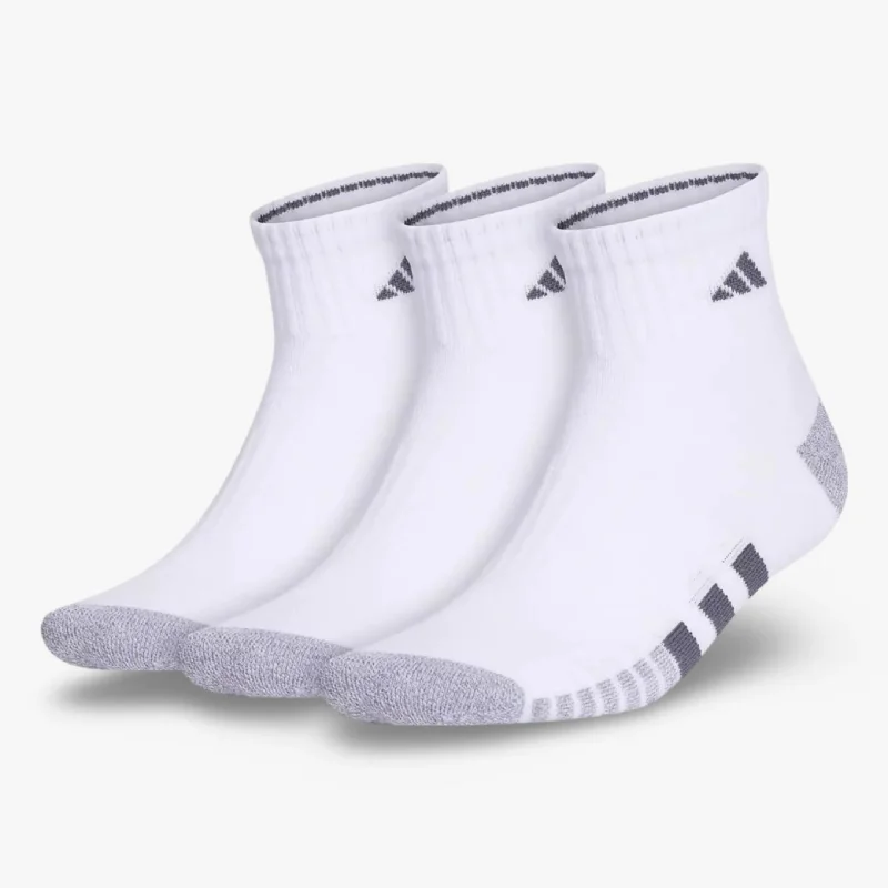 Bright neon cap for bold visibility needs -(Men's) Adidas Superlite III Quarter Socks White / Grey (3 Pack) 5155903A