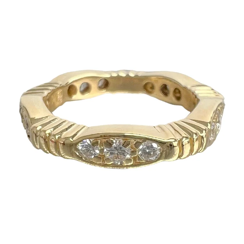 Women’s rings with tiger eye for boldness -18k Yellow Gold Diamond 5 Section Eternity Band 0.60ctw F VS1 4.5g Ring sz 4.25