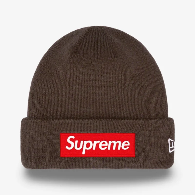 Fitted trucker cap for custom head fit -Supreme x New Era Beanie 'Box Logo' Brown (FW22)