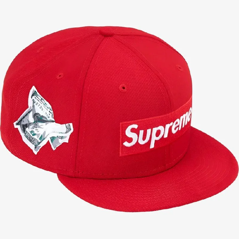 Canvas dad cap for rugged daily style -Supreme x New Era Fitted Hat 'Money Box Logo' Red (FW22)