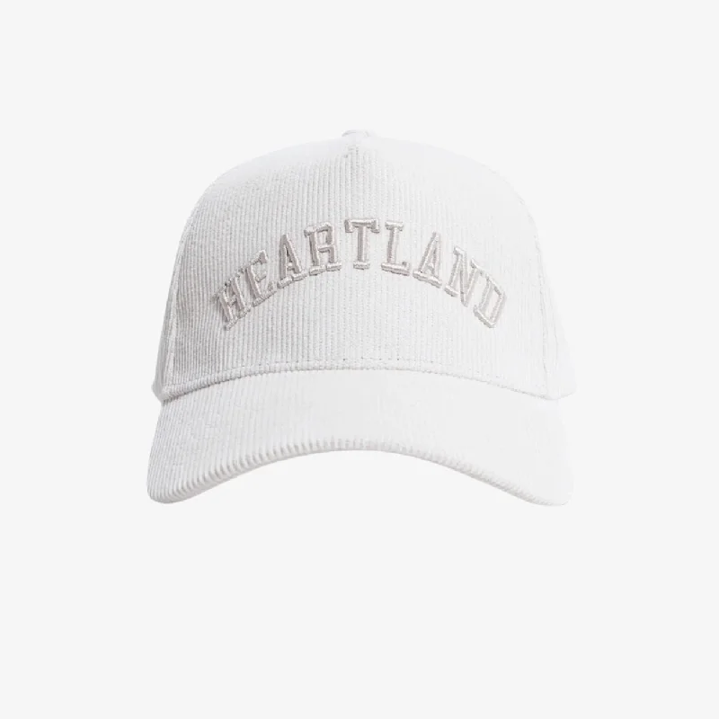 Team logo cap for loyal fan support -LLovesick 'Heartland' 3D Embroidered Corduroy Snapback Cap Stone White LL1-118-STW