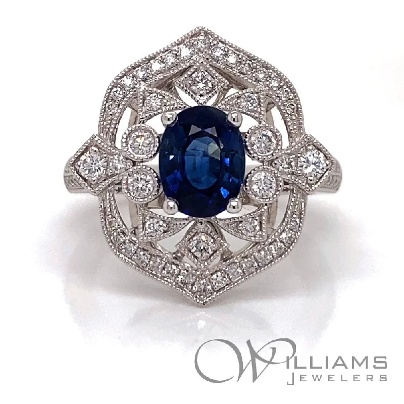 Women’s rings with vibrant aventurine for luck -Williams Signature 18 Karat Sapphire Ring