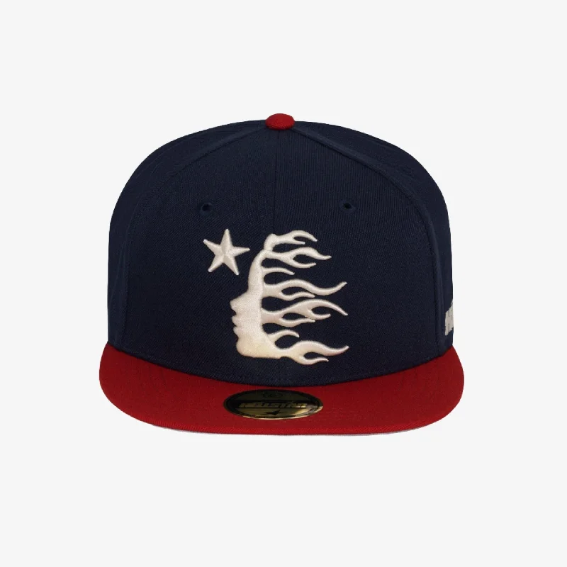 Canvas baseball cap for long-lasting wear -Hellstar 'Baseball' Fitted Hat Navy Blue / Red