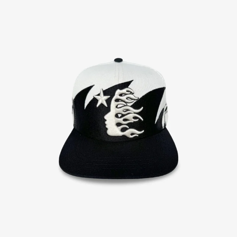 Black baseball cap for sleek all-black looks -Hellstar Sports Snapback Hat 'Shark Teeth' Off White / Black (SS24)