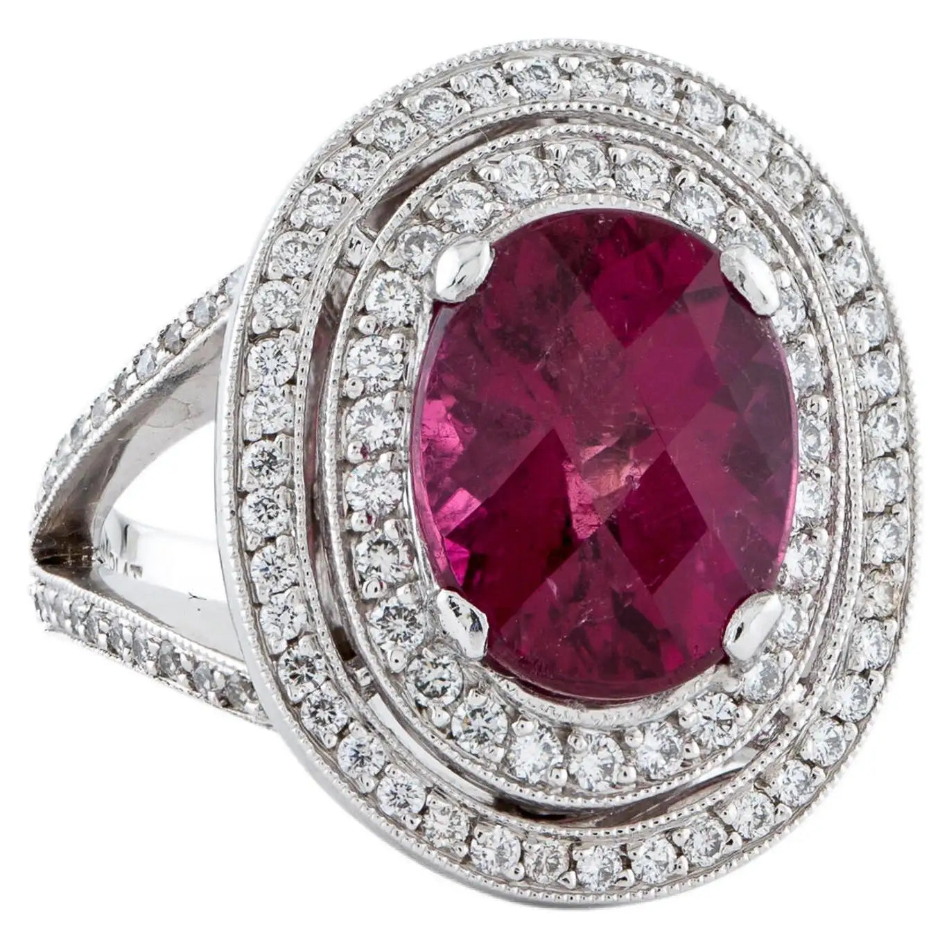 Women’s rings with peridot stones for sparkle -Rubellite Tourmaline & Diamond Ring