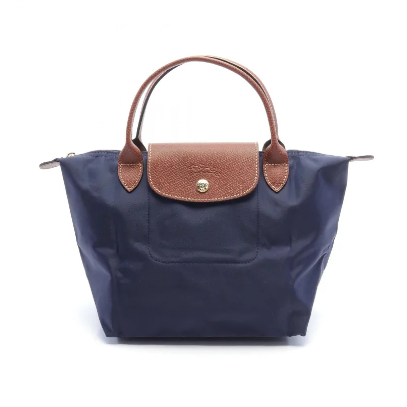 Handle bags with multi-color weaves for vibrancy -Longchamp  Navy Nylon Leather Tote Bag