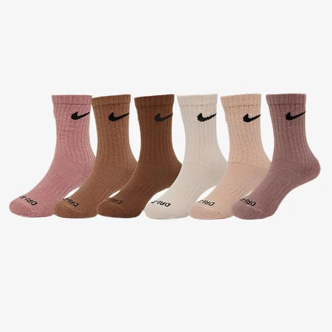 Embroidered cap with custom team initials -(Little Kids) Nike Dri-Fit Cushioned High Crew Socks (6 Pack) Multi-Color / Rust Pink UN0019-W0J