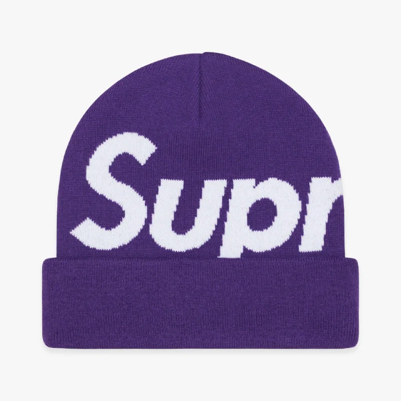 Sports cap with moisture-wicking fabric tech -Supreme Big Logo Beanie Dark Purple (FW23)