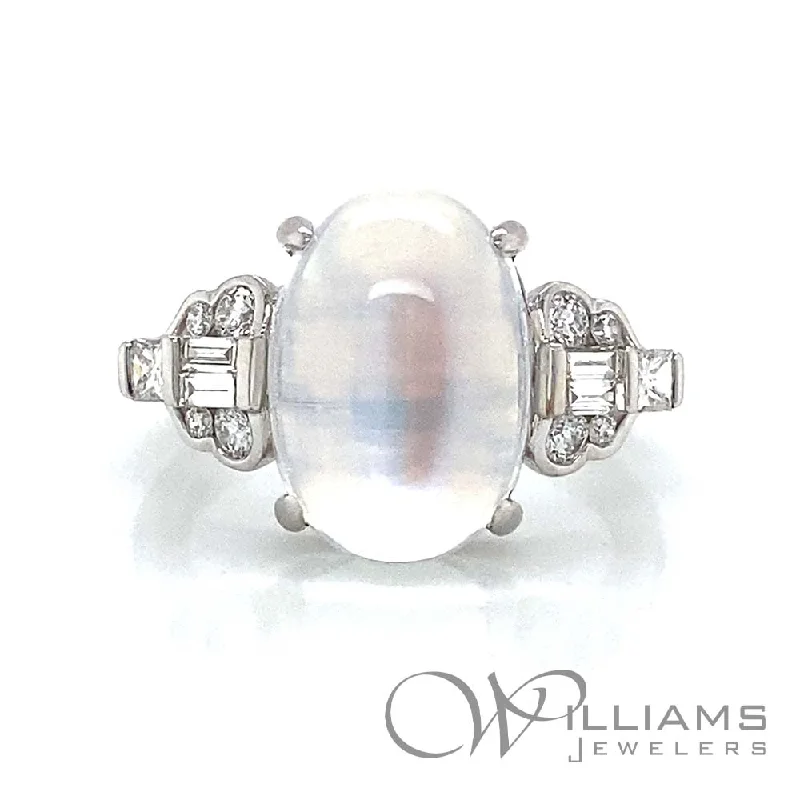 Women’s wide rings with bold amethyst gems -Williams Signature 18 Karat Moonstone Ring