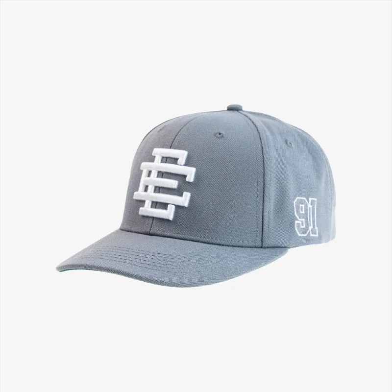 Designer baseball cap for luxury streetwear -Eric Emanuel EE '91' 3D Embroidered Basic Snapback Hat Gray / White