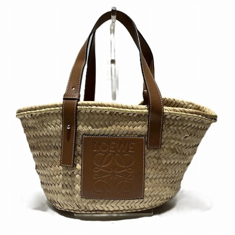 Handle bags with seasonal prints for holidays -Loewe   Raffia Leather Tote Bag (Pre-Owned)