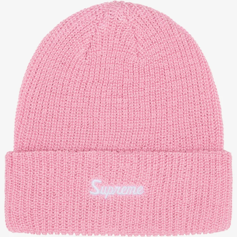 Soft cotton cap with breathable mesh back -Supreme Loose Gauge Beanie Pink (FW24)