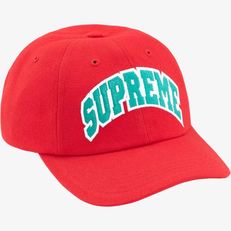 Premium snapback cap with embroidered artwork -Supreme 'Felt Arc' 6-Panel Snapback Hat Red (FW24)