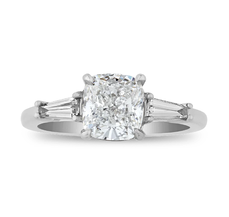 Women’s rings with vintage claw prong settings -Cushion Cut Diamond Ring, 1.61 carats