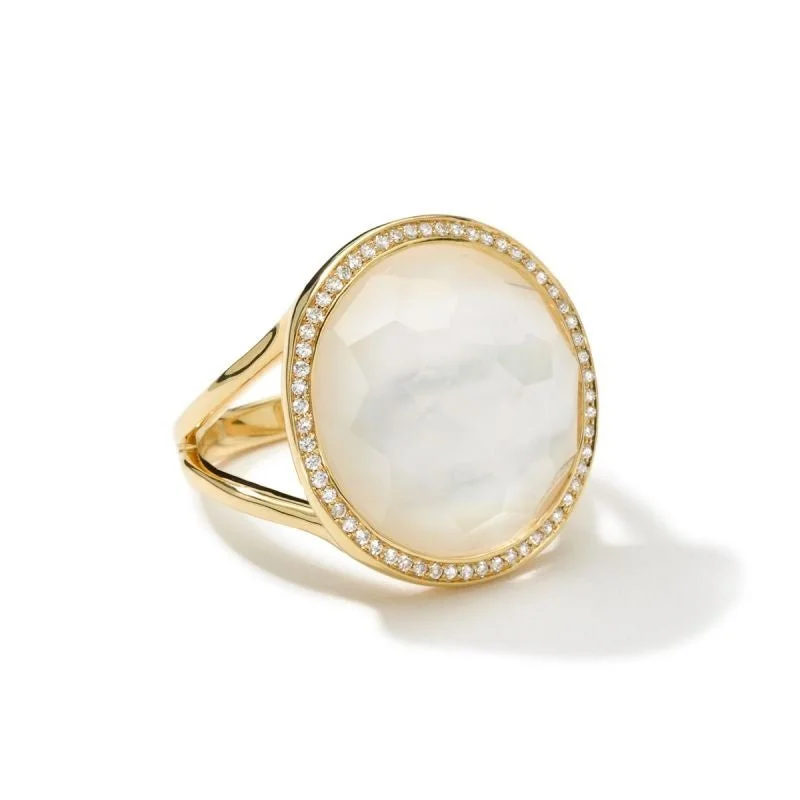 Women’s rings with polished peacock ore glow -Ippolita Lollipop 18 Karat Mother of Pearl Ring