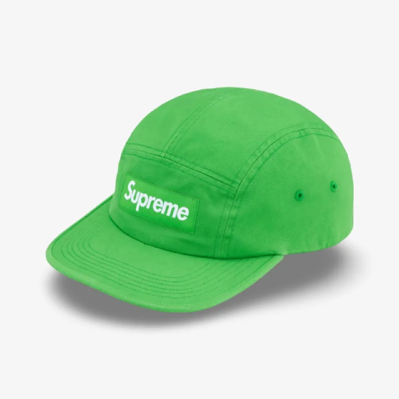 Embroidered cap with custom team initials -Supreme 'Washed Chino Twill' Camp Cap Green (SS24)