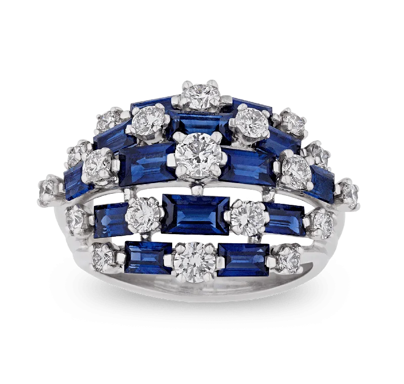 Women’s rings with rainbow moonstone for play -Oscar Heyman Sapphire and Diamond Ring