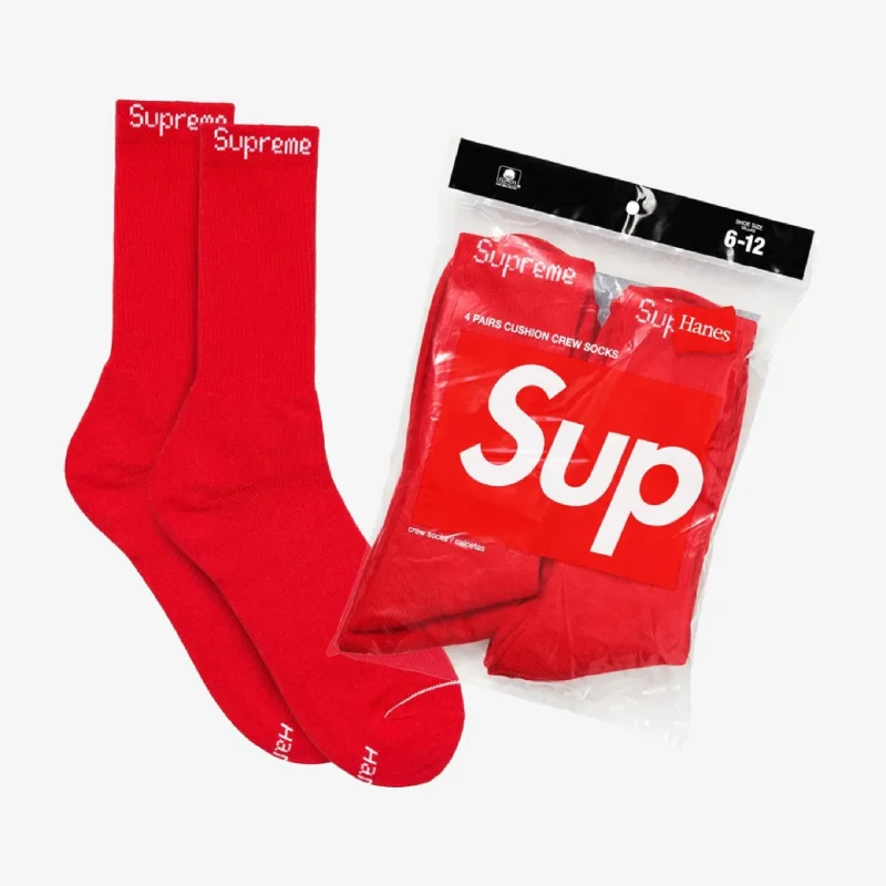 Camouflage cap for hunting trip essentials -Supreme x Hanes Crew Socks (4 Pack) Red (SS20)