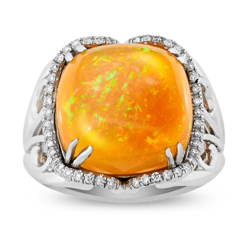 Women’s custom rings with engraved love messages -Ethiopian Opal Ring, 11.54 Carats