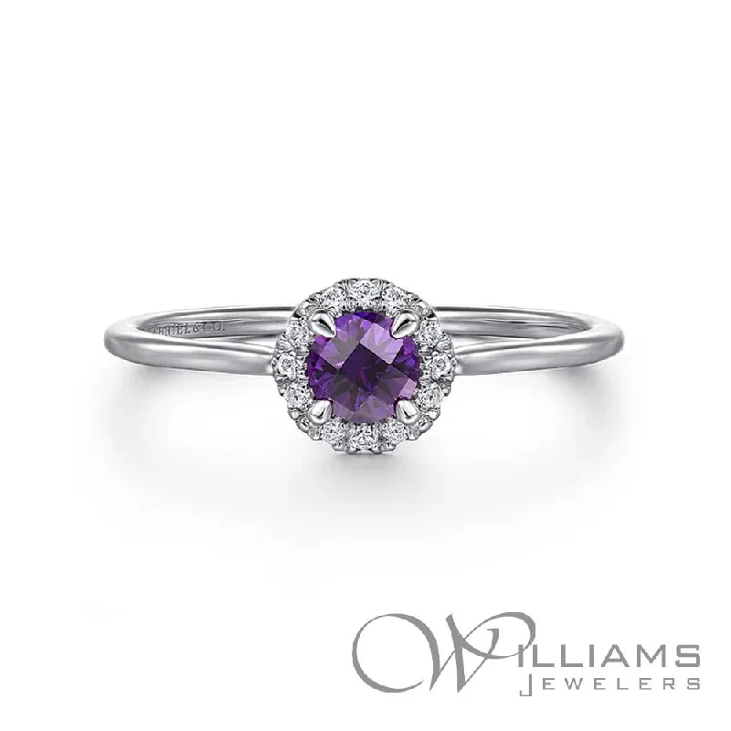 Women’s rings with aventurine for green luck -Gabriel & Co. Lusso Color 14 Karat Amethyst Ring