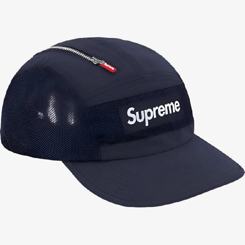 Minimalist cap for sleek simple style -Supreme 'Box Logo' Zip Mesh Camp Cap Navy (FW20)