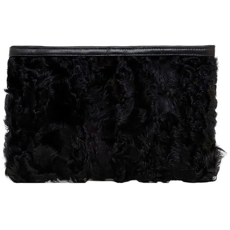 Handle bags with modern logos for branding -Loewe  Leather Fur Clutch Bag Pouch (Pre-Owned)