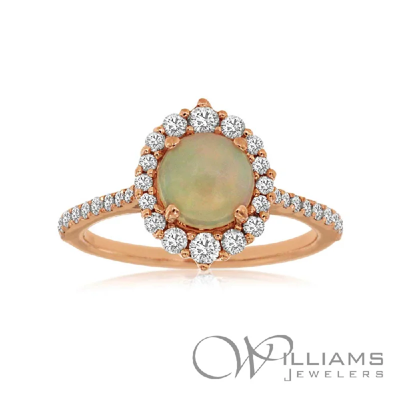 Women’s rings with engraved floral band patterns -Williams Signature 14 Karat Opal Ring