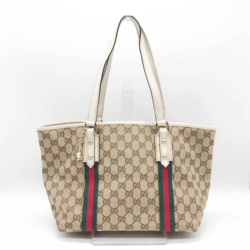 Handle bags with tropical leaves for summer -Gucci Sherry Line   Gg Canvas Leather Tote Bag (Pre-Owned)