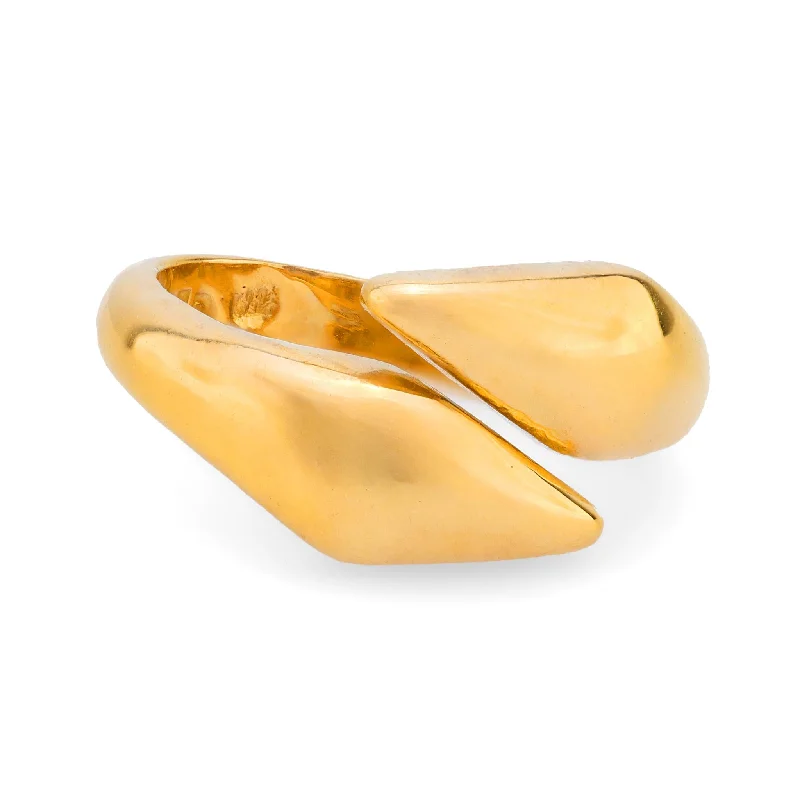 Women’s rings with raw turquoise for texture -Ilias Lalaounis 18k yellow gold bypass ring