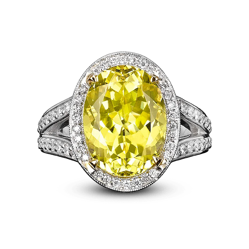 Women’s rings with carved rose quartz designs -Canary Yellow Tourmaline Ring, 7.11 Carats