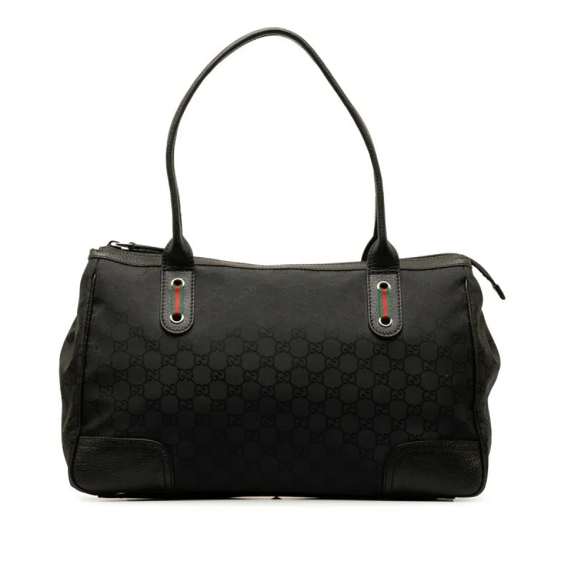 Handle bags with lightweight fabric for ease -Gucci  Nylon Leather Handbag Tote Bag (Pre-Owned)