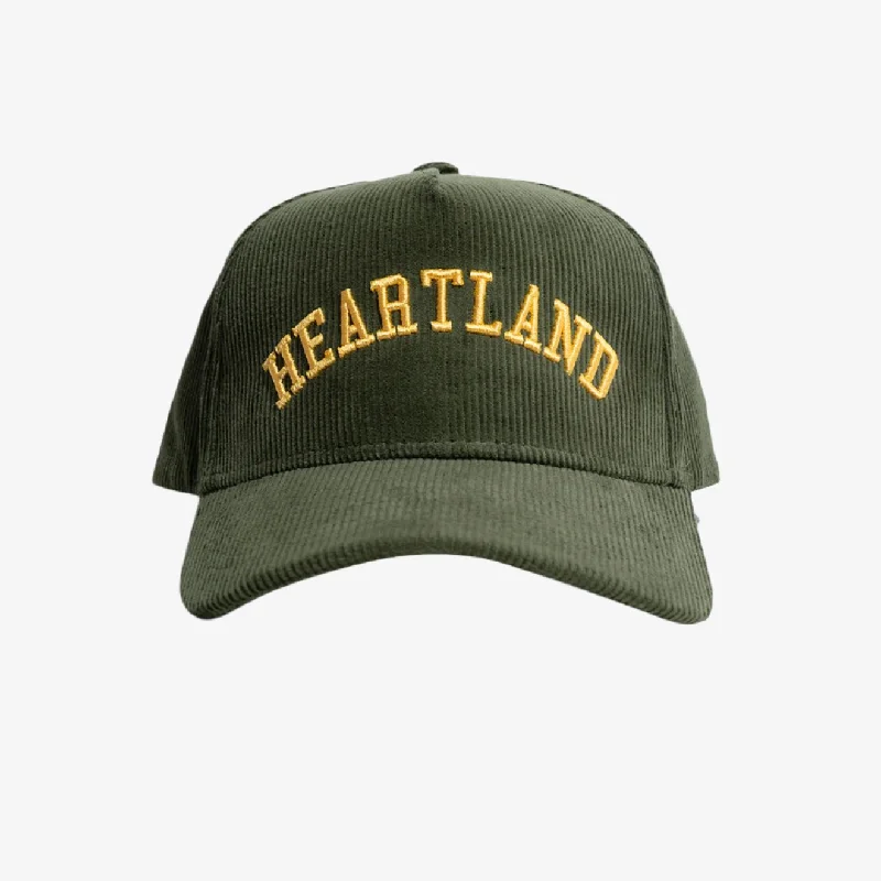 Adjustable dad cap for easy size tweaks -LLovesick 'Heartland' 3D Embroidered Corduroy Snapback Cap Mossy Green LL1-118-MGR