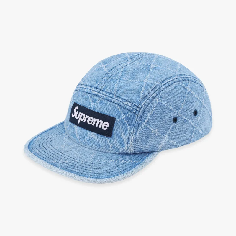 Fitted cap for snug personalized fit -Supreme Denim Camp Cap 'Punched' Washed Indigo (FW23)