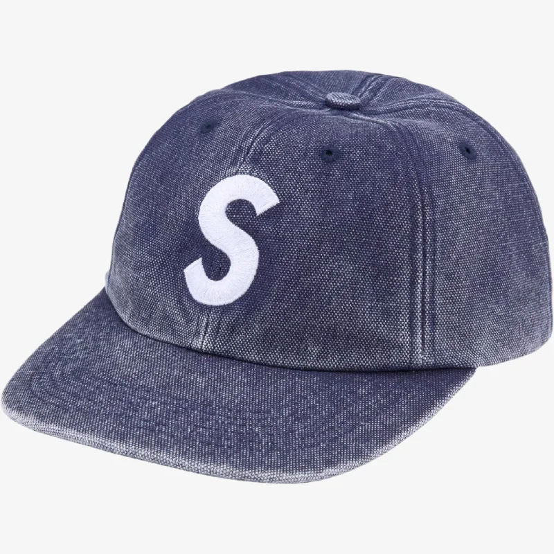 Canvas baseball cap for long-lasting wear -Supreme 'Pigment S Logo' 6-Panel Hat Navy (FW24)