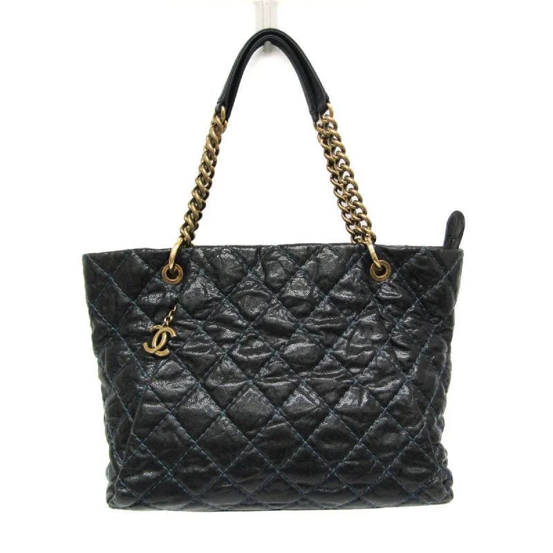 Handle bags with tropical prints for summer -Chanel Matelasse  Navy Caviar Leather Tote Bag (Pre-Owned)