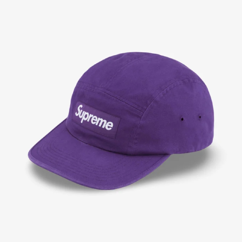 Denim cap with faded wash texture -Supreme 'Washed Chino Twill' Camp Cap Purple (SS24)