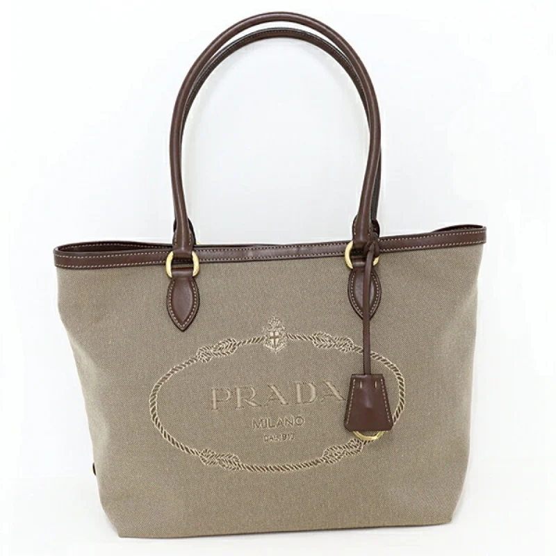 Cotton handle bags for lightweight casual wear -Prada  Canvas Leather Shoulder Bag Tote Bag (Pre-Owned)