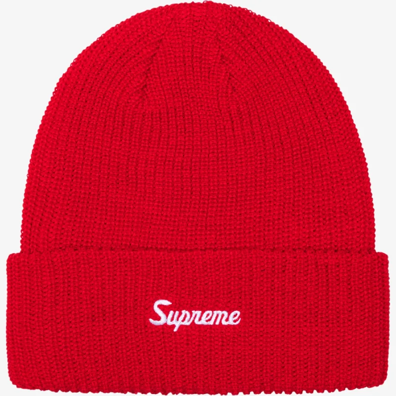 Classic cap with subtle tonal embroidery -Supreme Loose Gauge Beanie Red (FW24)