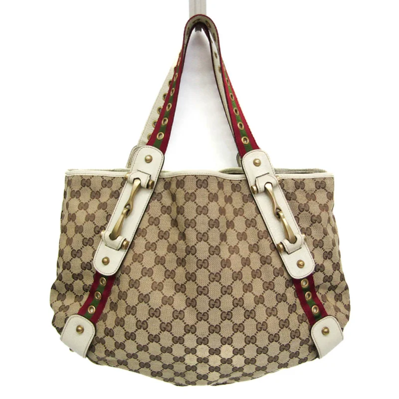 Handle bags with vegan suede for softness -Gucci Gg Canvas    Canvas Leather Tote Bag (Pre-Owned)