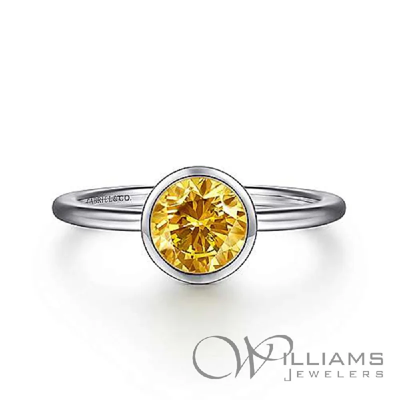 Women’s rings with polished amber for warmth -Gabriel & Co. Lusso Color Sterling Silver Citrine Ring