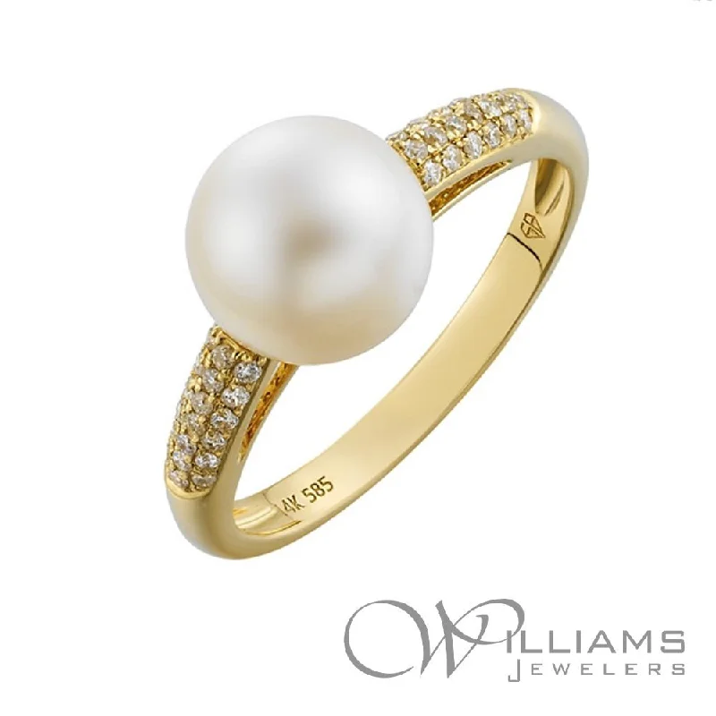 Women’s rings with raw turquoise for texture -Williams Signature 14 Karat Pearl Ring