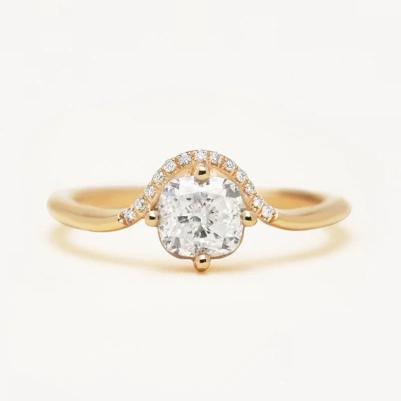 Women’s engagement rings with radiant-cut rubies -Cushion Diamond Crown Ring