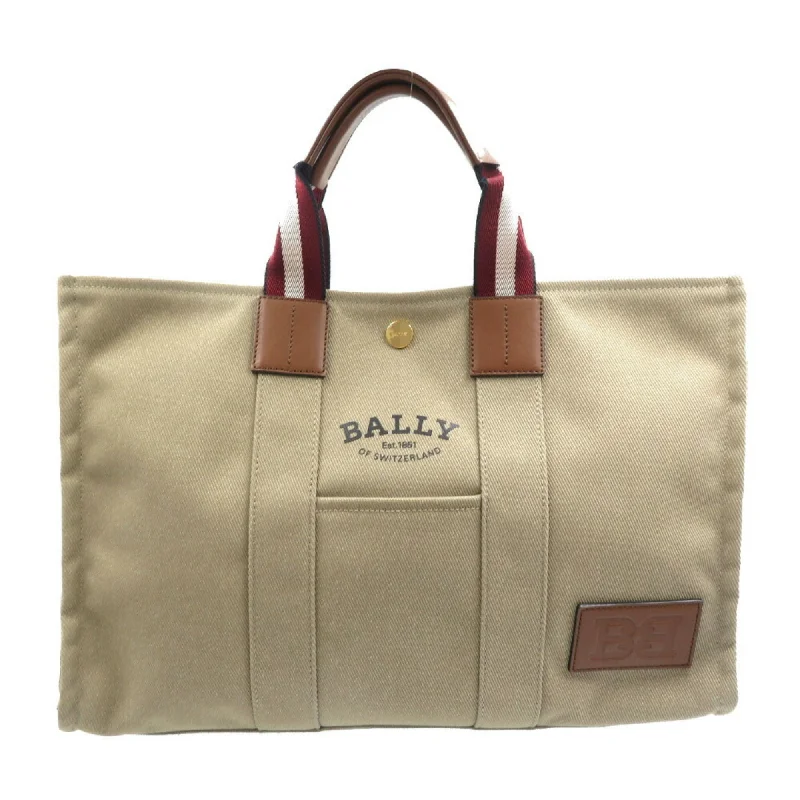 Handle bags with polka dots for fun -Bally  Sand Canvas Leather Tote Bag (Pre-Owned)