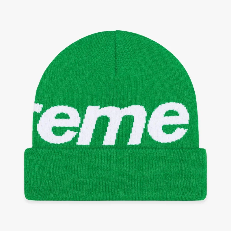 Designer trucker cap with signature brand patch -Supreme Big Logo Beanie Green (FW23)