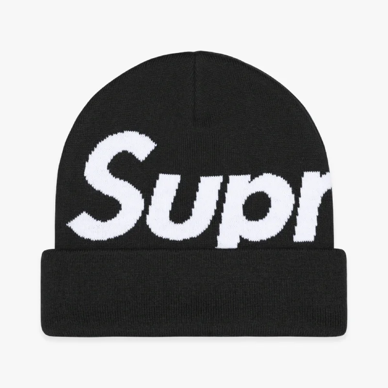 Graphic trucker cap for playful fashion flair -Supreme Big Logo Beanie Black (FW23)