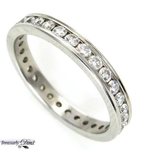 Women’s promise rings with subtle star engravings -0.75CT PLATINUM ETERNITY DIAMOND WEDDING ANNIVERSARY RING SIZE 6