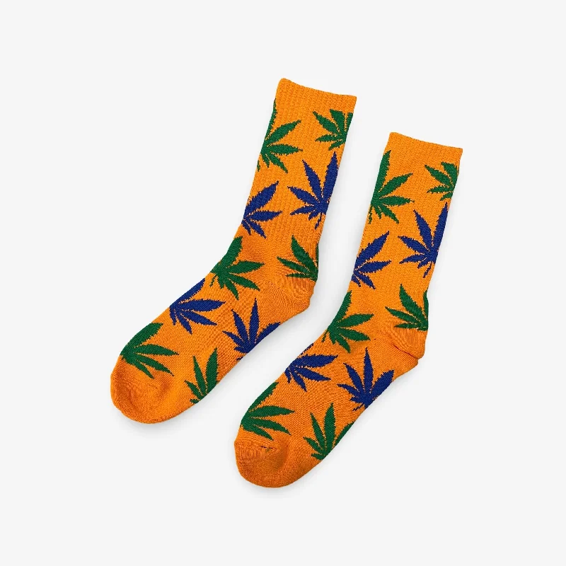 Designer dad cap for upscale casual flair -HUF Set 'Plantlife Leaves' High Crew Socks Orange / Green